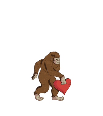Bigfoot Yeti cu inimă model alb pe tricou