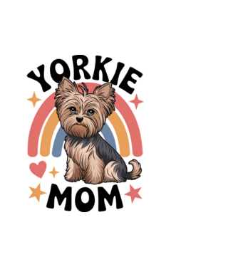 Yorkie Mom Alb model alb pe tricou