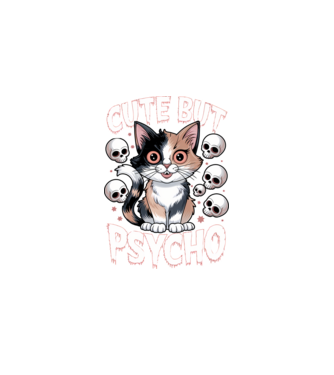 Cute, but Psycho pisică Negru model negru pe tricou