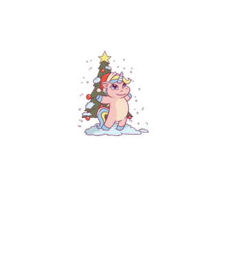 Unicorn de Crăciun model alb pe tricou
