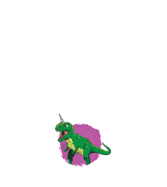 T-rex unicorn model alb pe tricou