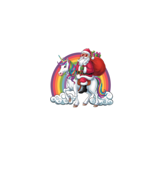 Moș Crăciun cool pe un unicorn 2 model negru pe tricou