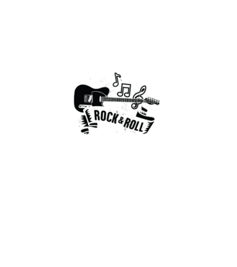 Rock & Roll chitară model negru pe tricou