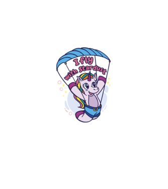 Unicorn parașutist model roz deschis pe tricou