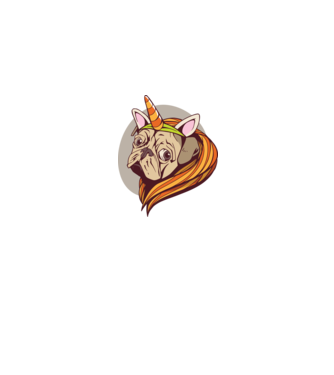 Halloween Mops în costum de Unicorn model gri pe tricou