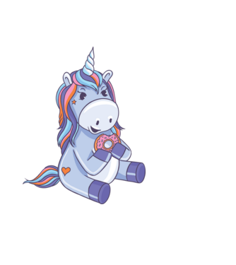 Unicorn cu gogoașă model negru pe tricou