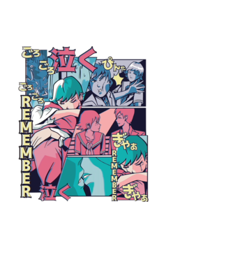 Anime Vaporwave benzi desenate model negru pe tricou