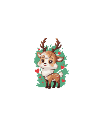 Valentine Deer model alb pe tricou
