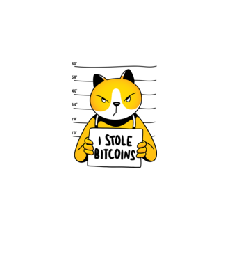 Pisică hoață Bitcoin model gri pe tricou