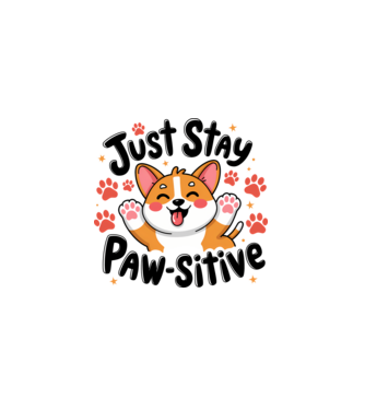 Just Stay Paw-sitive Alb model alb pe tricou