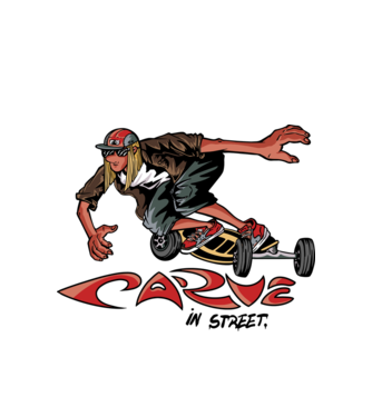Carveboard Longboard model alb pe tricou