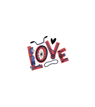 Love Bicicletă model alb pe tricou