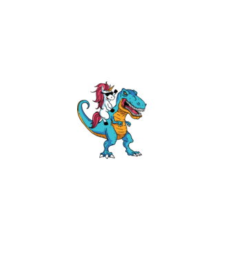Unicorn cu dinozaur tricou amuzant model negru pe tricou