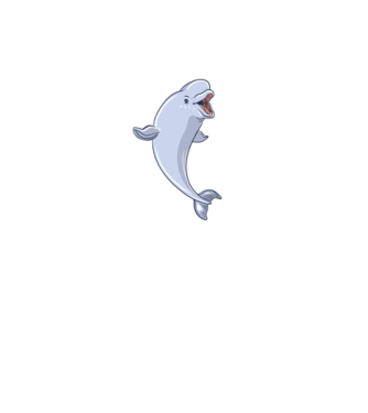 Balenă Beluga model turcoaz pe tricou