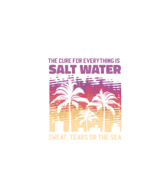 Retro Sunset - Apa sărată este leac pentru orice model negru pe tricou