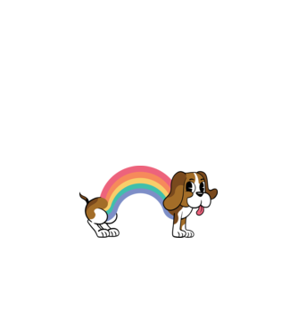 Beagle curcubeu model nisipiu pe tricou