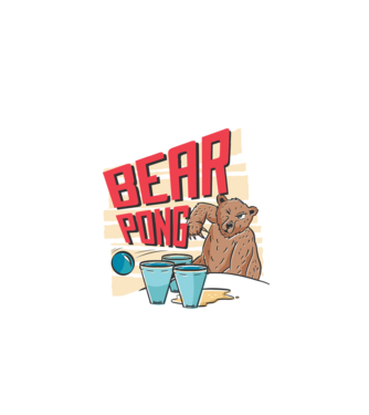 Bear Pong model negru pe tricou