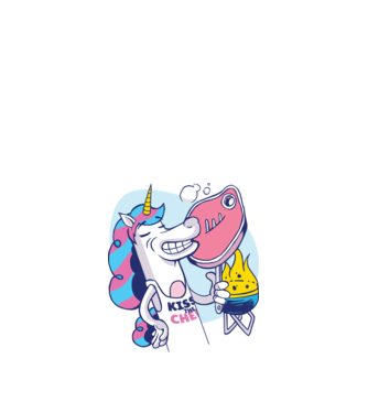 Unicorn Steak BBQ model alb pe tricou