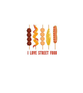 I Love Street Food model albastru jeanși pe tricou