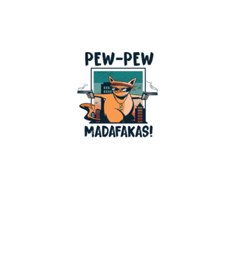 Pew Pew Pew Madafakas Pisică dark model alb pe tricou