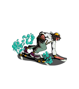 Longboard model alb pe tricou