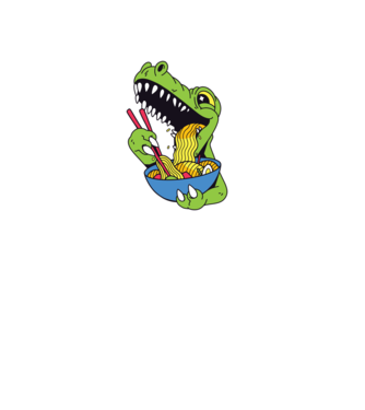 T-rex Ramen model roșu pe tricou