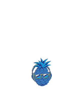 Ananas albastru cu căști model negru pe tricou