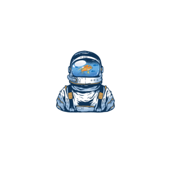 Peștișor auriu Astronaut model albastru jeanși pe tricou