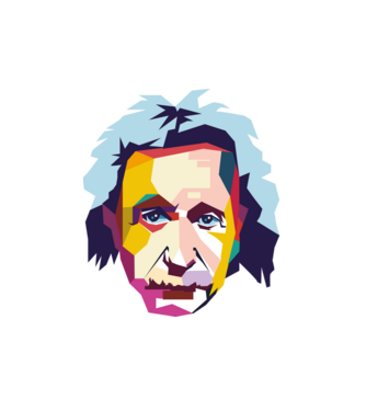 Einstein abstract model alb pe tricou