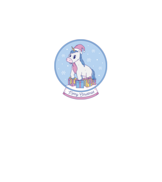 Glob de zăpadă drăguț, de Crăciun, cu Unicorn model albastru închis pe tricou