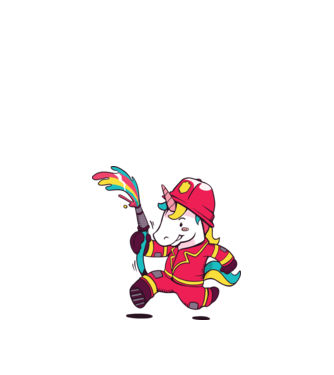 Pompier Unicorn model alb pe tricou