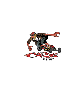 Carveboard Longboard model alb pe tricou