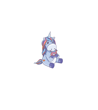 Unicorn cu gogoașă model alb pe tricou