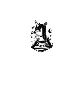 Emo unicorn model alb pe tricou