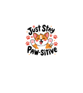 Just Stay Paw-sitive Alb model alb/roșu pe tricou