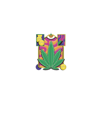 Hippy Cannabis model negru pe tricou