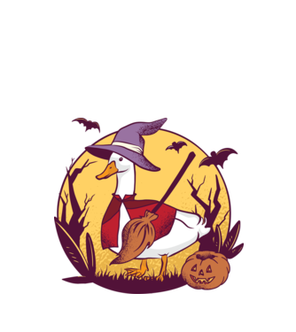 Gâscă Halloween model alb pe tricou