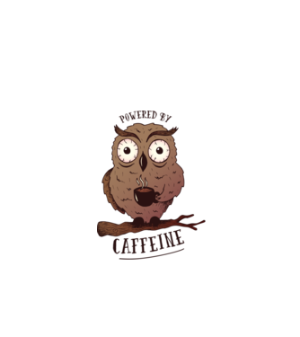 Powered by Caffeine - Tricou cu bufniță și energie de cafeină model verde de măr pe tricou