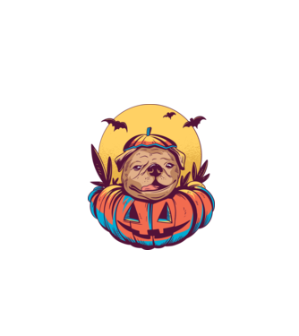 Mops Halloween model negru pe tricou