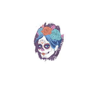 Dia de Los Muertos - Craniu cu flori model albastru închis pe tricou