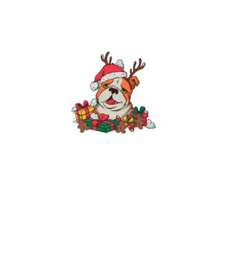 Bulldog de Crăciun model albastru regal pe tricou