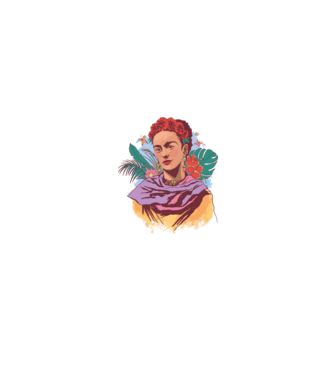 Portret Frida Kahlo model alb/roșu pe tricou