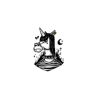 Emo unicorn model roz deschis pe tricou
