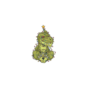 Dinozaur T-rex Pom de Crăciun tricou model verde pe tricou
