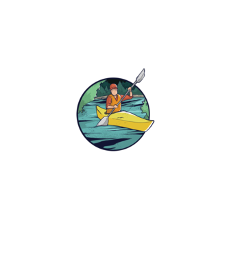 Caiac-canoe model albastru jeanși pe tricou