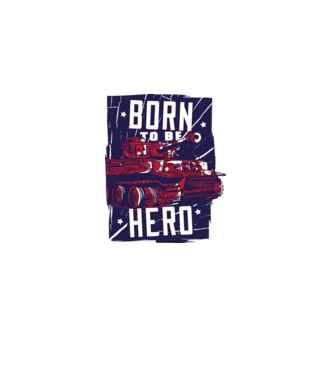 Born To be A Hero cu tanc model albastru jeanși pe tricou