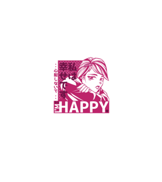 'I''m happy fată Anime antisocială' model negru pe tricou