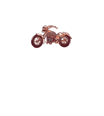 Motocicletă cu Schelet model alb pe tricou