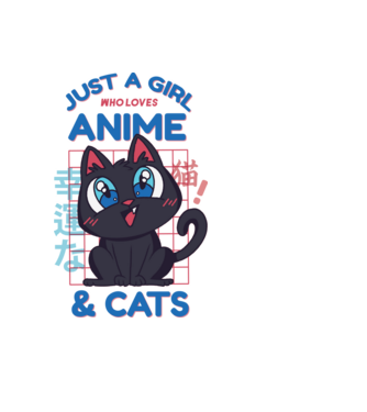 Doar o fată căreia îi place Anime și Pisicile model negru pe tricou