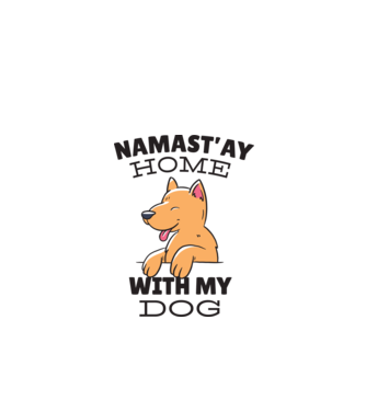 'Namast''ay Home with my Dog -Yoga Carantină' model turcoaz pe tricou